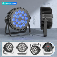 Pack de 2 projecteurs PAR LED 180 W – dimensions d'un projecteur : 27,5 cm de haut, 25 cm de large, 17 cm de profondeur