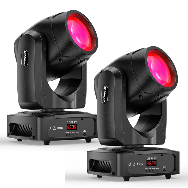Lot de 2 lyres LED beam 200 W, 18 prismes, 7 gobos, DMX
