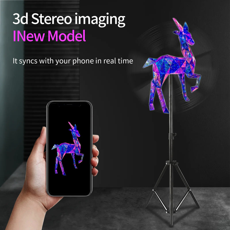 Ventilateur holographique 3D – image en relief pilotée depuis un téléphone