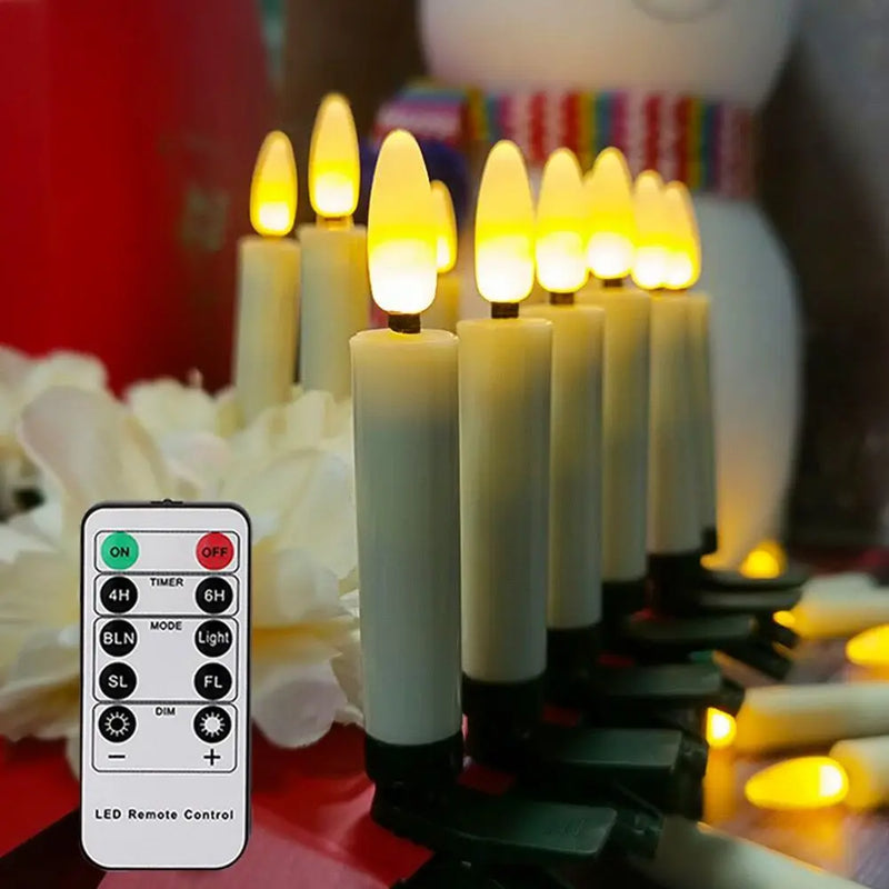 Bougies LED à clip pour sapin de Noël, télécommande, 10 à 30