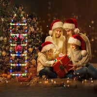 Échelle lumineuse de Noël avec Père Noël grimpeur, 8 modes, USB, 1,6 m ou 3 m