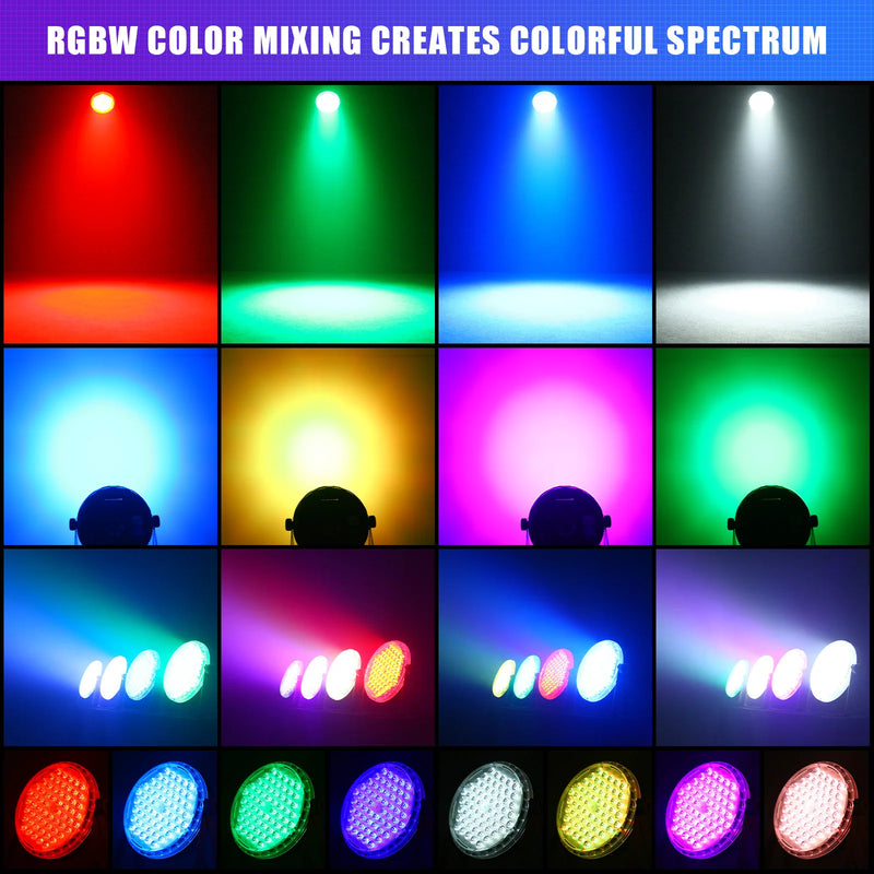 Lot de 4 projecteurs PAR LED plats 60 LED RGBW 120 W, télécommande et DMX