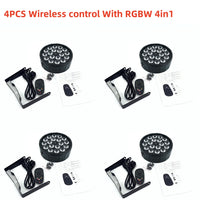 PAR LED plat 18 LED – lot de 4 projecteurs RGBW 4 en 1 avec télécommande