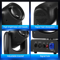 Lyres LED beam 200 W – détails : LED, ventilation, étrier réglable et connecteurs