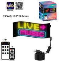 Panneau LED flexible programmable RGB de 27 à 176 cm, Bluetooth, USB