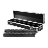 Barre LED à tête mobile 8 x 12 W – flight case ouvert avec deux barres
