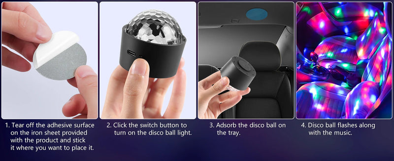 Mini boule disco LED rechargeable – installation en quatre étapes