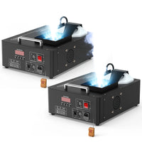 Lot de 2 machines à fumée verticales 1500 W, 24 LED RGB, DMX et télécommandes