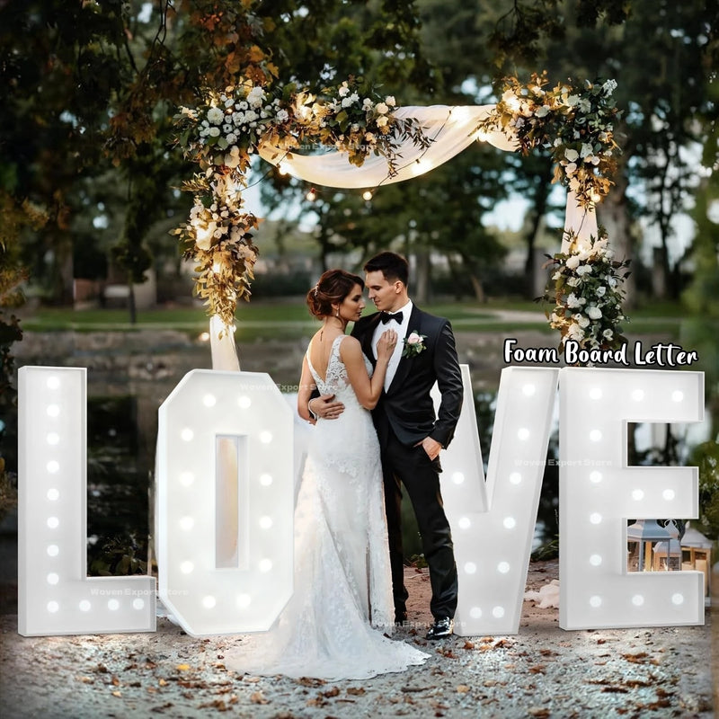 Lettres LOVE géantes lumineuses pour mariage, à monter, piles AA, 91 ou 120 cm