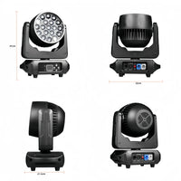 Lyre LED wash 19 x 15 W RGBW à anneau halo, zoom 8° à 60°, DMX