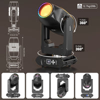 Lyre LED double tête 2 x 100 W à halo RGB, 18 gobos, prisme 18 facettes, DMX 33 canaux