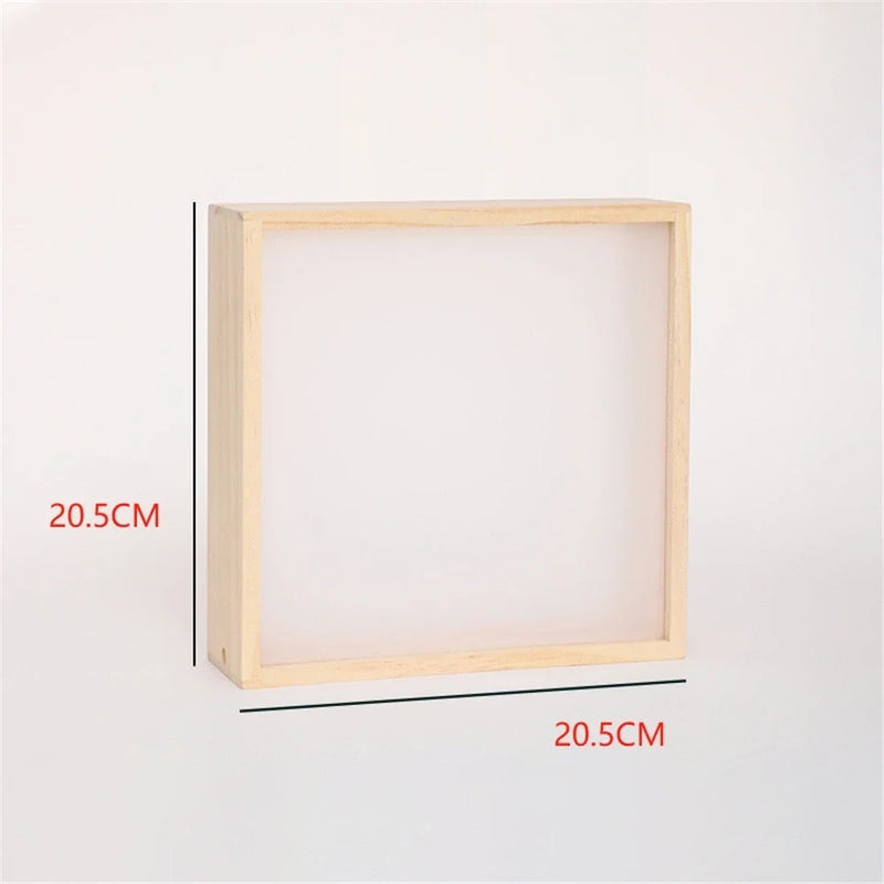 Cadre lumineux LED en bois vierge à personnaliser, carré ou rectangle