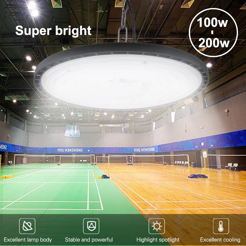 Lampe d'atelier LED UFO 100 à 200 W, 6000 K, IP65