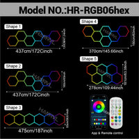 Éclairage LED hexagonal RGB pour garage, de 1 à 11 hexagones, application et télécommande