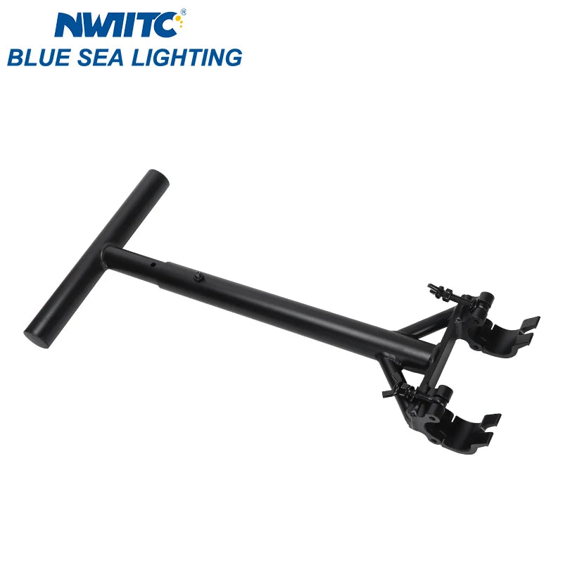 Barre en T 40 cm pour truss – vue de trois quarts, pinces de fixation à droite