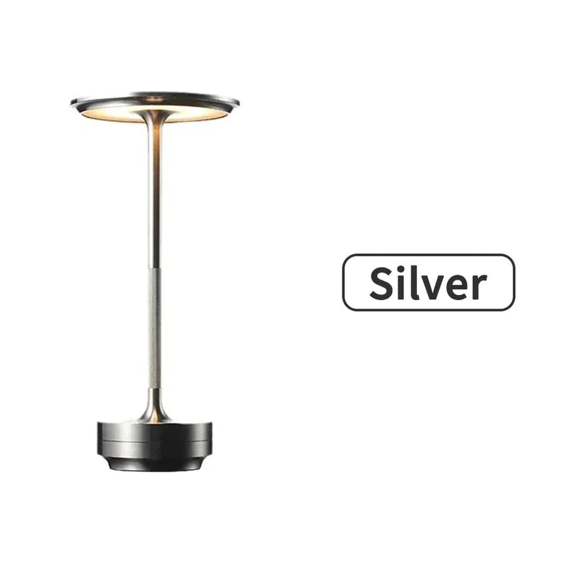 Lampe de table sans fil à disque – version argentée