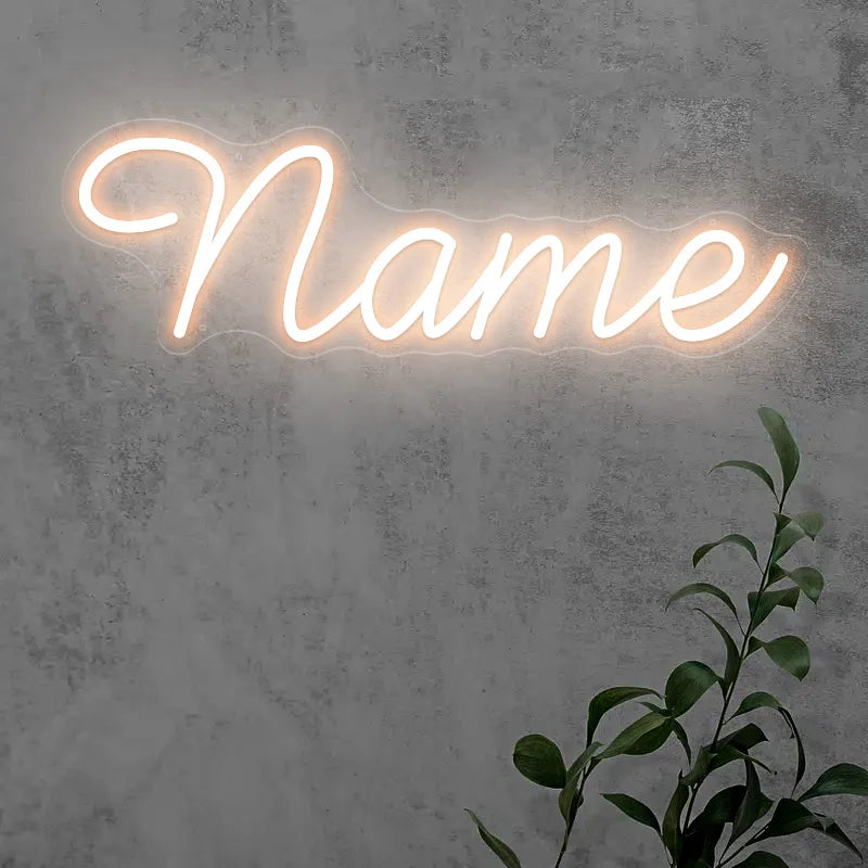 Néon prénom personnalisé avec cœur ou couronne – exemple en blanc chaud
