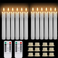Bougies LED coniques – 2 lots de 6 bougies ivoire avec 2 télécommandes