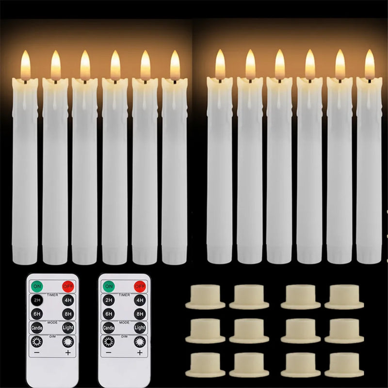 Bougies LED coniques – 2 lots de 6 bougies ivoire avec 2 télécommandes