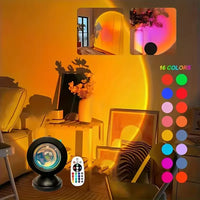 Lampe coucher de soleil USB, 16 couleurs, télécommande, 9 cm