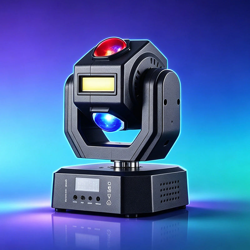 Mini lyre LED 50 W, faisceaux colorés, flash doré, DMX 13 canaux, télécommande