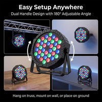 PAR LED 36 W RGB – installation sur une structure, au mur ou au sol