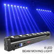 Barre à tête mobile 8 faisceaux LED RGBW 12 W, 107 cm, DMX 10 ou 38 canaux