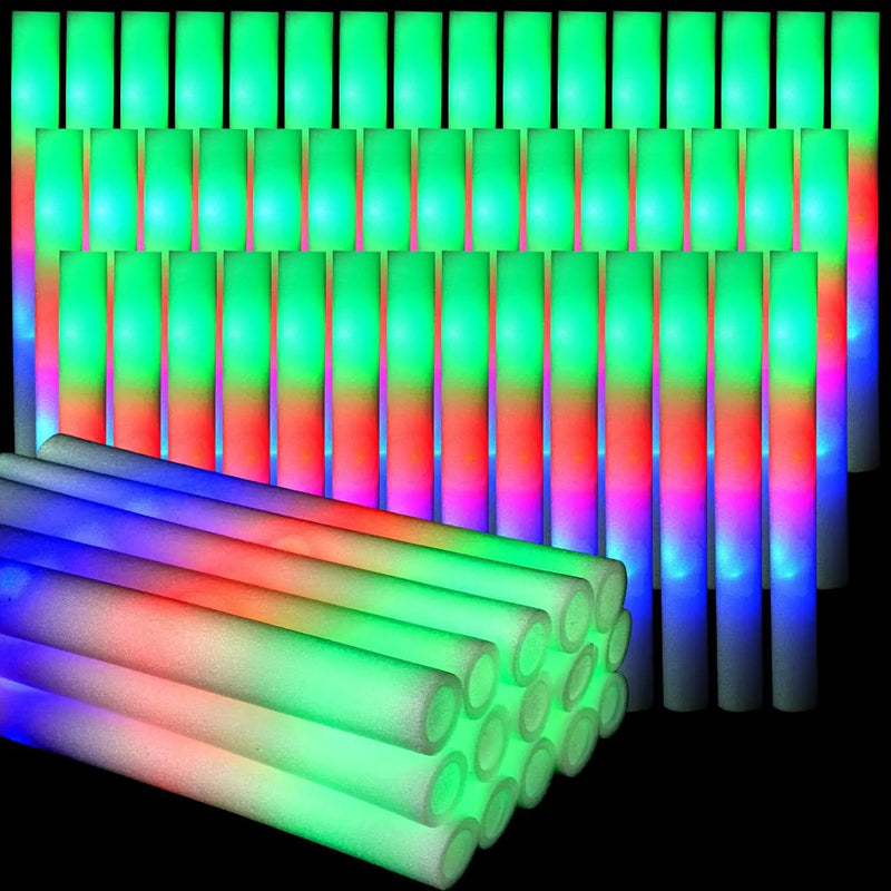 Bâtons lumineux LED en mousse, lot de 30, 3 modes, 9 coloris