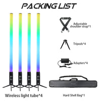 4 tubes LED pixel sans fil sur batterie IP65 avec trépieds et sac