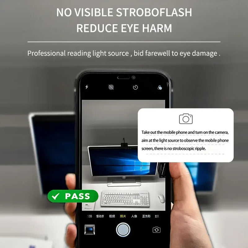Barre lumineuse écran 50 cm – test sans scintillement avec l'appareil photo d'un téléphone