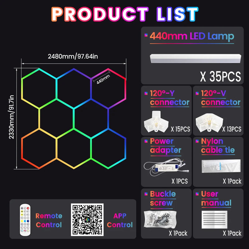 Barres LED hexagonales RGB – vue 19