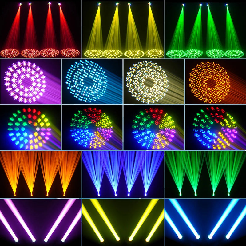 Lyre beam 7R 230 W à halo LED RGB, zoom de 0 à 4°, 14 gobos, DMX 18 canaux