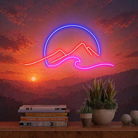 Néon LED montagne et soleil couchant – vue 9