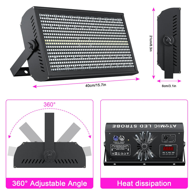 Stroboscope LED RGB et blanc 200 W DMX, lot de 4