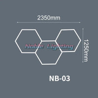 Éclairage LED nid d'abeille – configuration de 3 hexagones de 235 x 125 cm