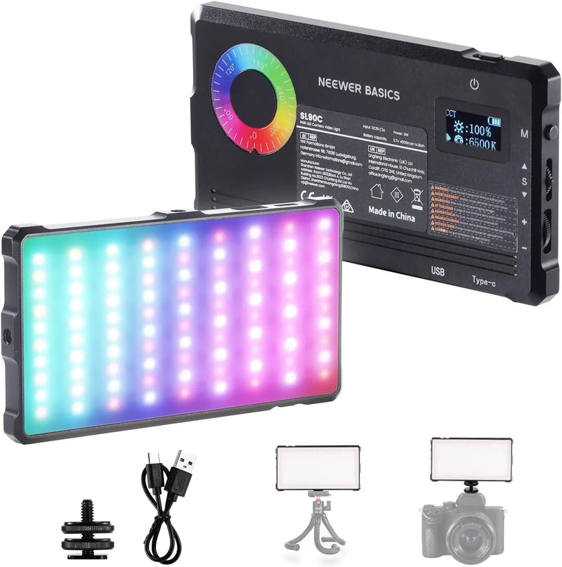 Panneau LED vidéo RGB de poche 138 LED, batterie 4 000 mAh