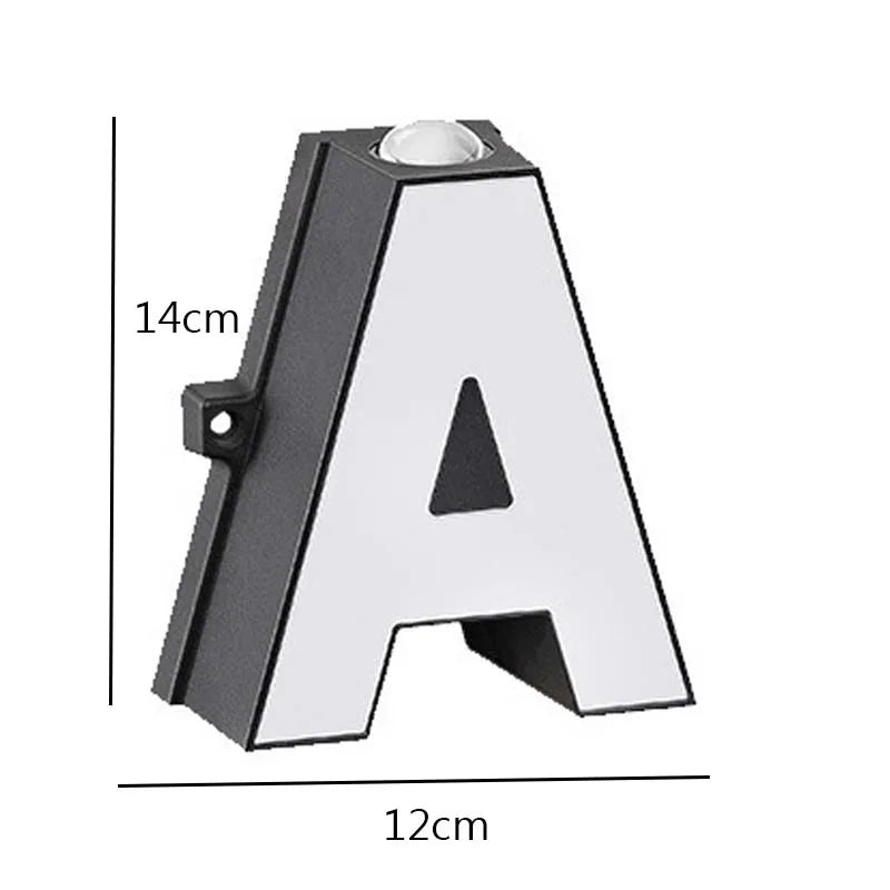 Lettre lumineuse murale LED – cotes de la lettre A, 14 x 12 cm