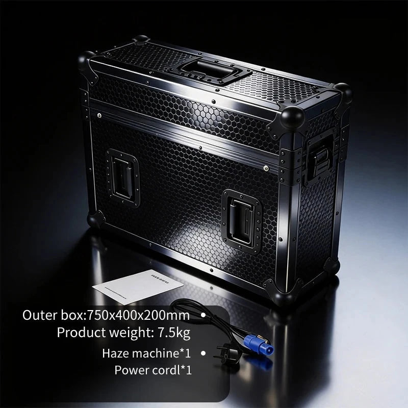 Machine à brouillard 2000 W en flight case – dimensions du flight case : 750 x 400 x 200 mm, poids de 7,5 kg