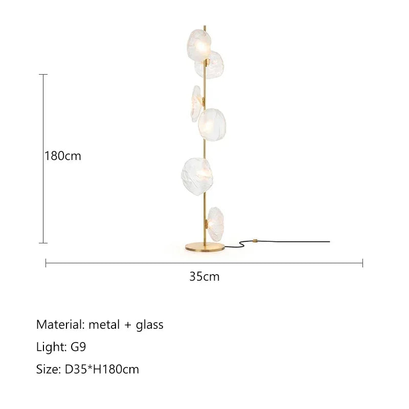 Lampadaire LED à globes en verre, pied noir ou doré, 90 ou 180 cm, 3 teintes de lumière