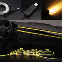 Bande lumineuse fibre optique – câble enroulé relié à son boîtier de commande USB, lumière chaude