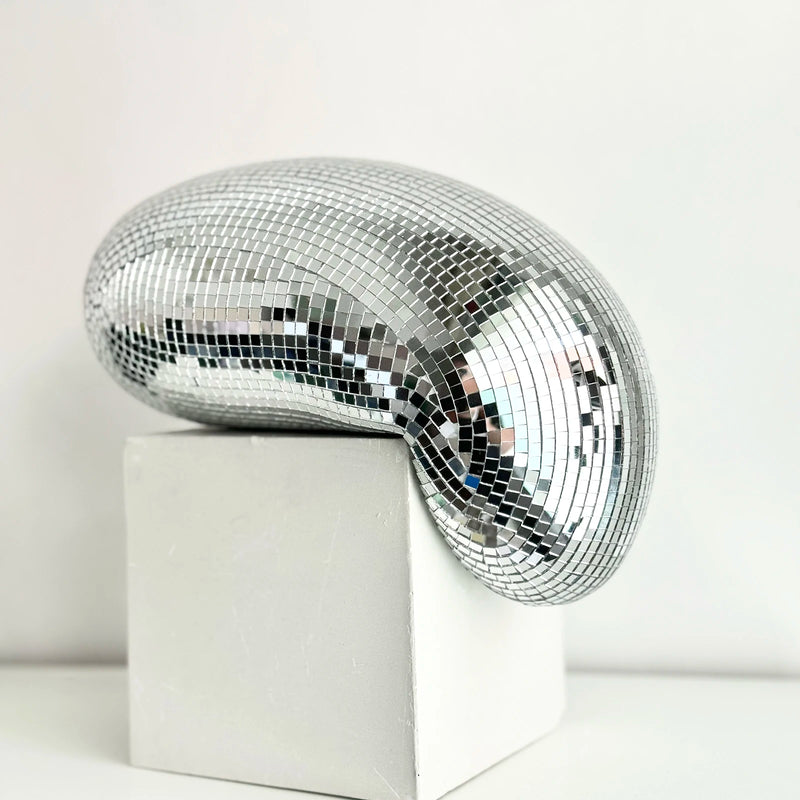 Boule à facettes déco fondue en miroir, 28 cm, argent, or ou or rose