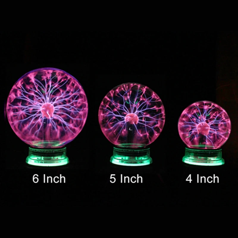 Lampe plasma boule magique tactile – comparaison des boules de 6, 5 et 4 pouces à décharges roses