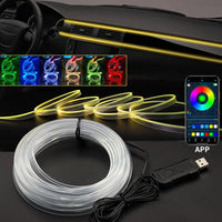 Bande lumineuse fibre optique RGB USB pour voiture et fêtes, 1 à 4 m