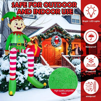 Elfe de Noël gonflable assis, 2,45 m, avec LED et cadeau
