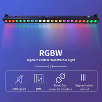 Barre LED de lavage 24 x 12 W – barre allumée en couleurs et symboles silencieux, DMX, PowerCon et contrôle par segments