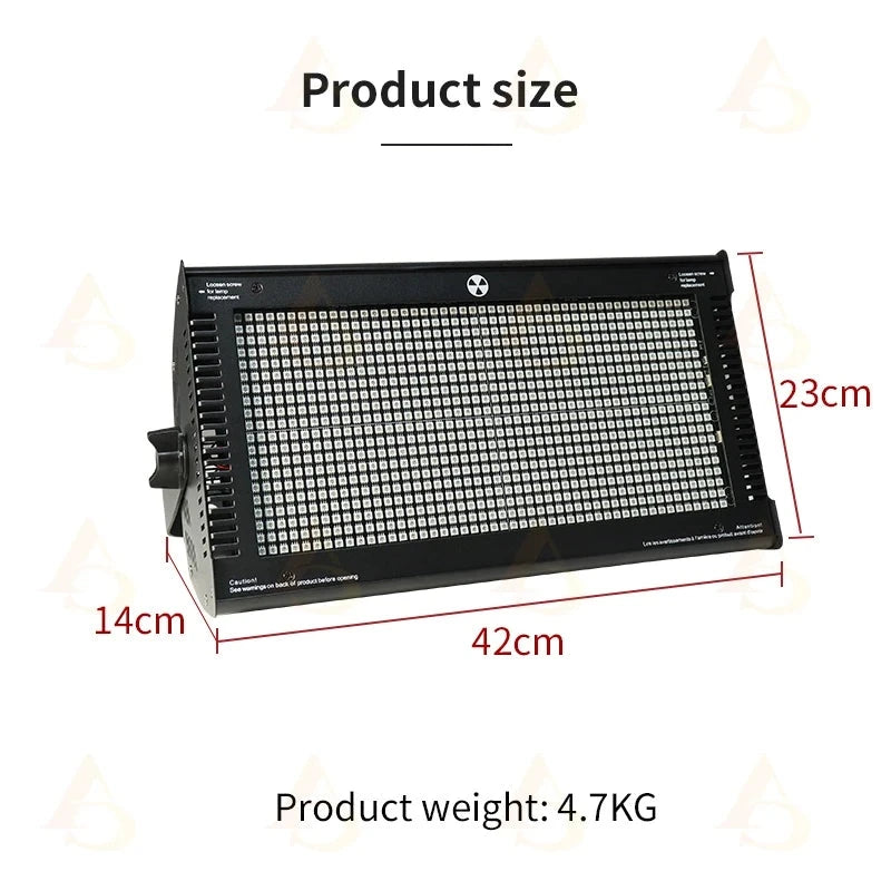 Stroboscope LED RGB – schéma des dimensions et du poids