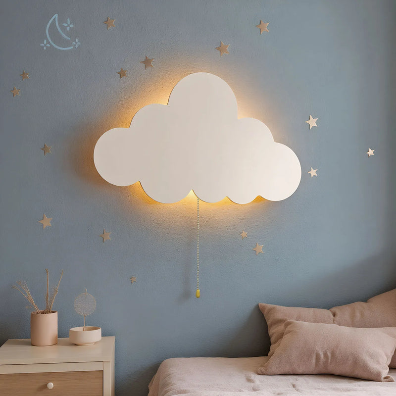Lampe nuage murale en bois à piles pour chambre d'enfant, 3 formes