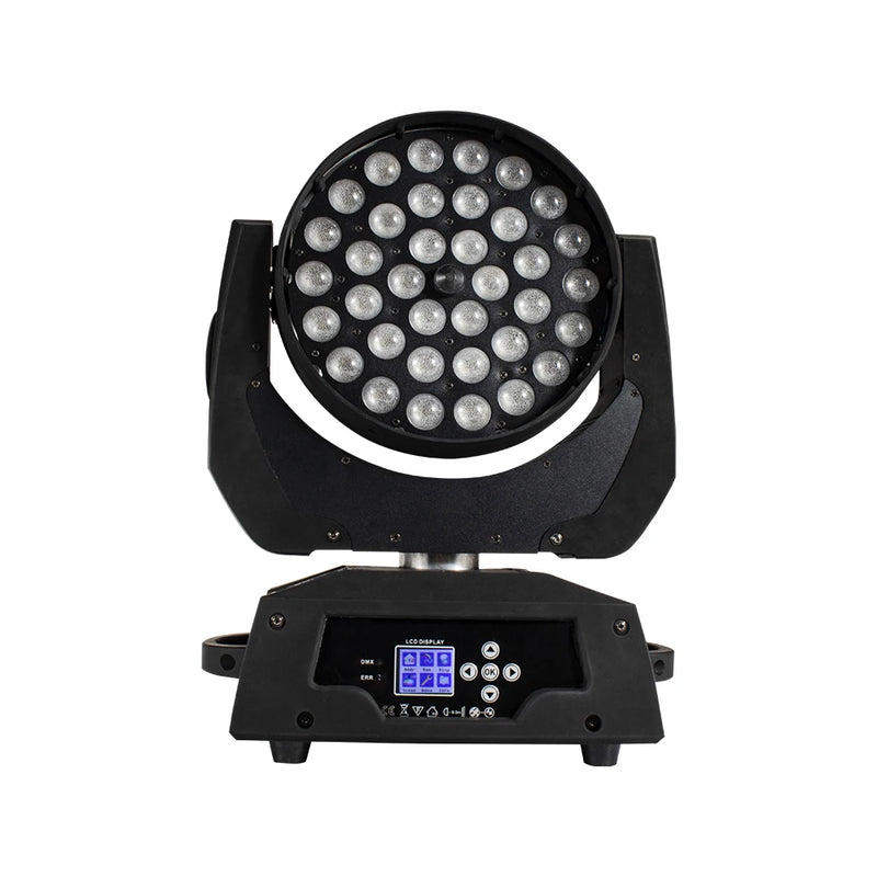 Lyre LED wash 36 x 18 W RGBWA+UV, zoom 15° à 45°, DMX 12 ou 18 canaux