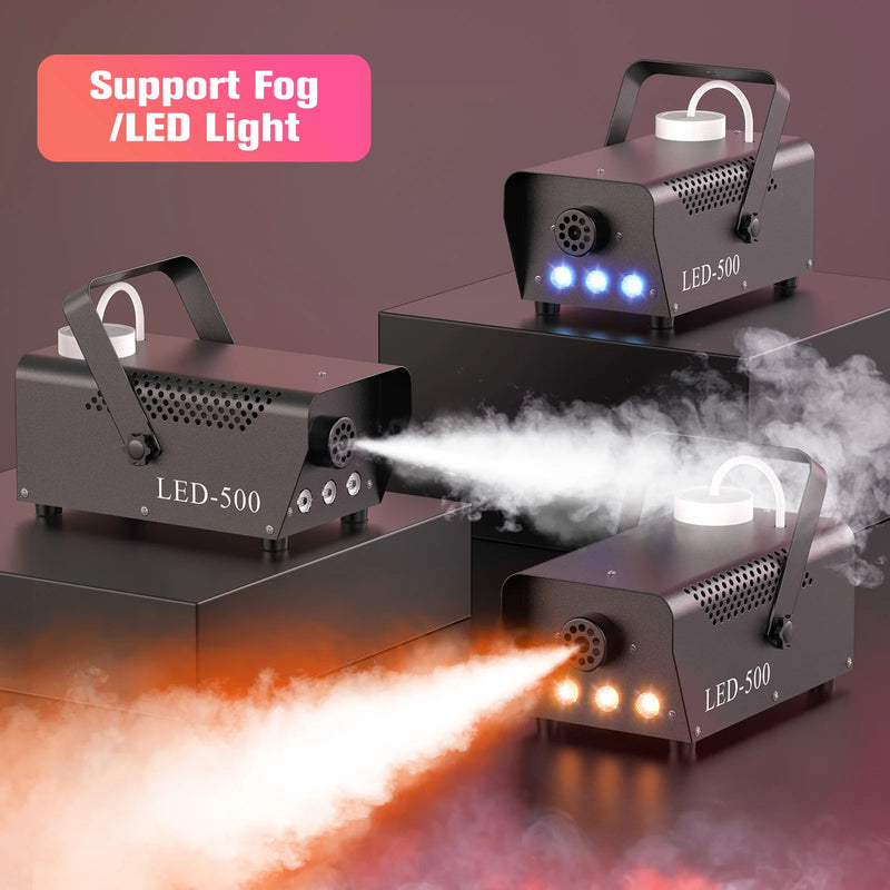 Machine à fumée 500 W à 3 LED RGB, télécommande sans fil et réservoir de 260 ml