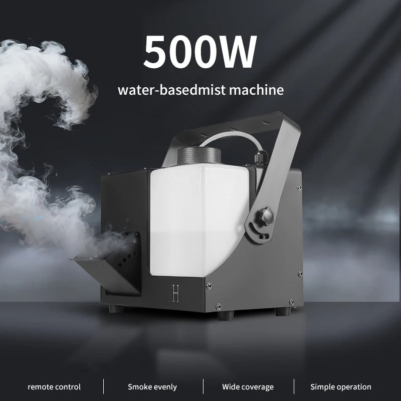 Machine à brume 500 W à base d'eau, DMX, réservoir rétroéclairé 1,5 L